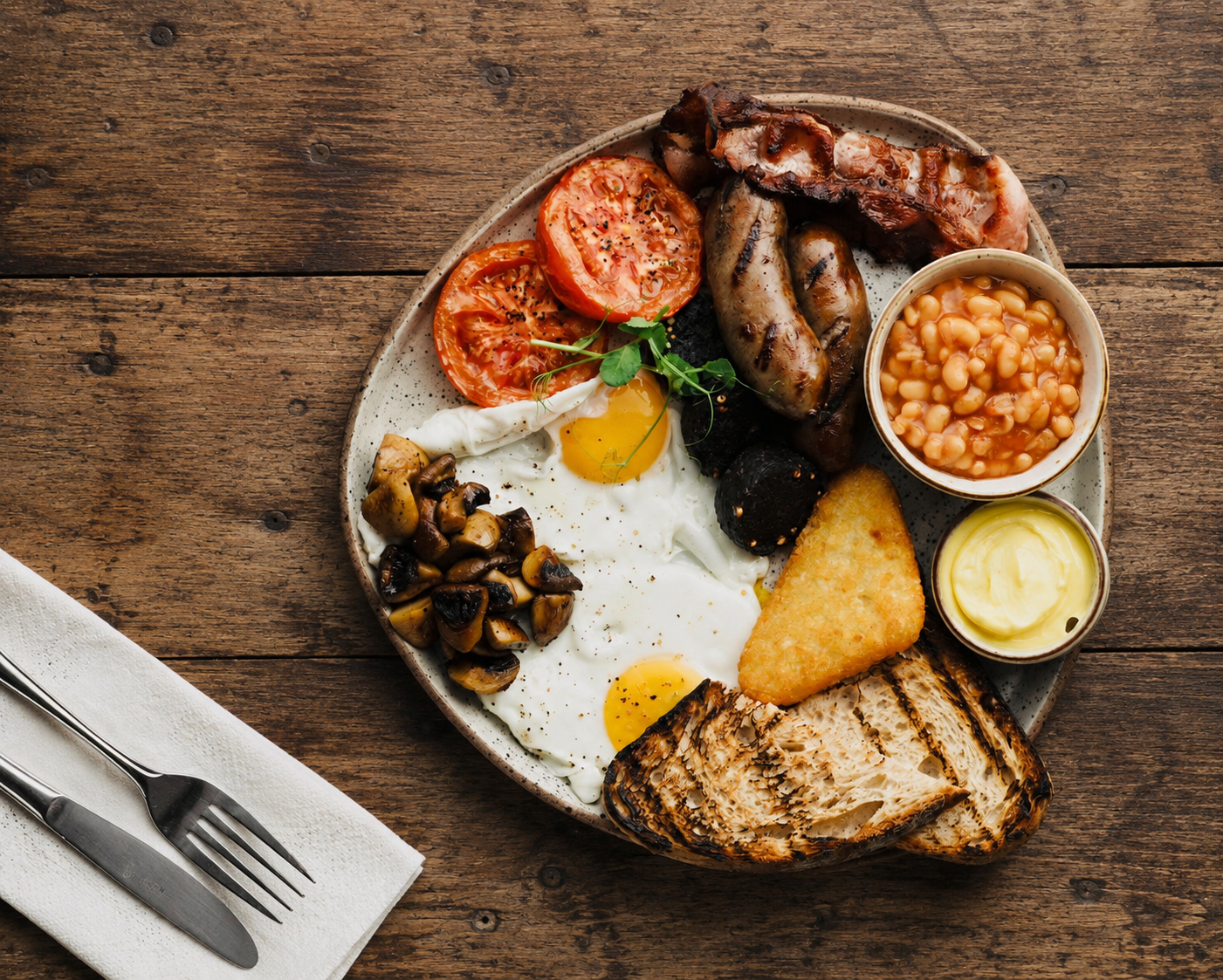 A full British breakfast made with Rawlins favourites